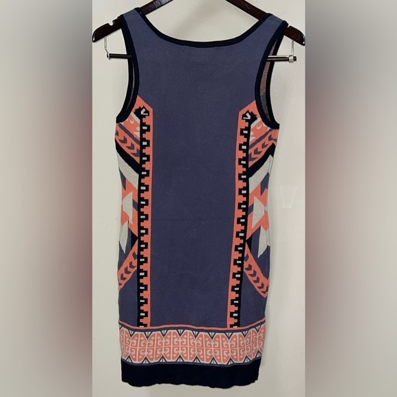 Flying Tomato Anthropologie Women's Medium Orange Aztec Sweater Tank Top Dress - Picture 3 of 3